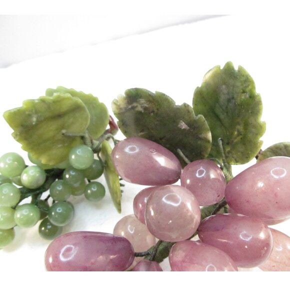 Amethyst and Green Aventurine Stone Grape Clusters with Leaves Set of 2 - Picture 13 of 16